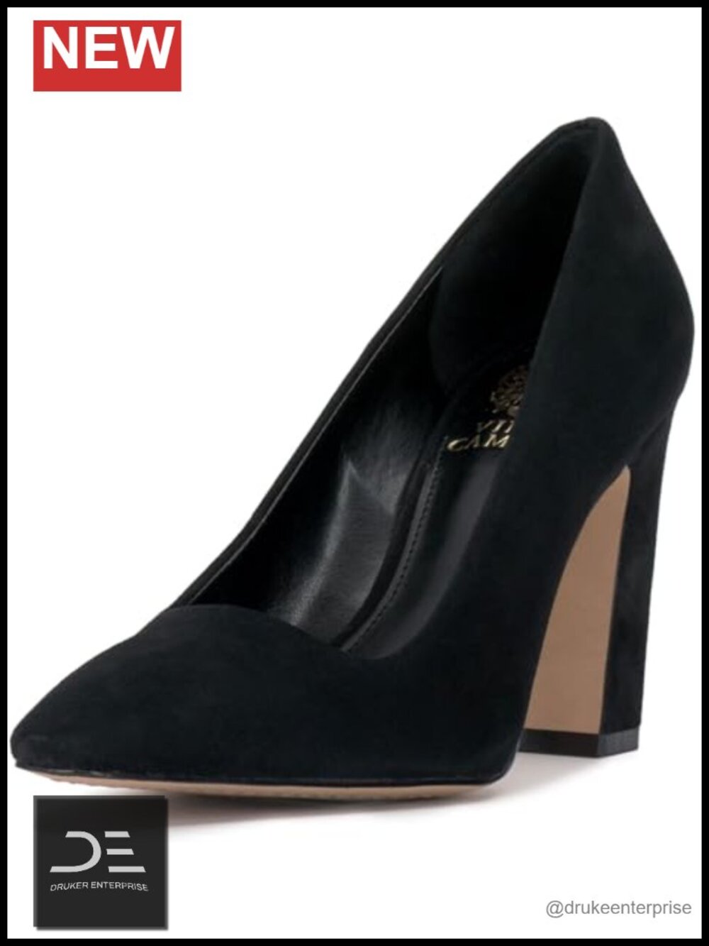 Suede Pointed Toe Block Heel Pump Women's Slip-On Formal Party Shoe